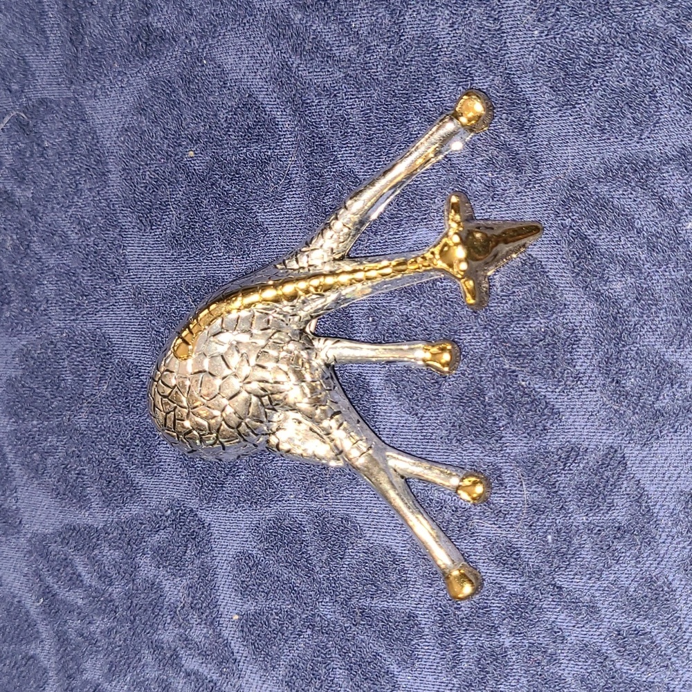 Giraffe Brooch Pin with Silver and Gold Tones